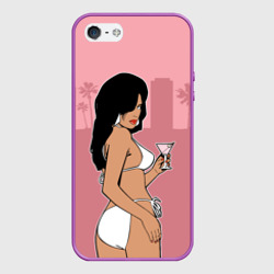 Чехол для iPhone 5/5S матовый GTA VC - Девушка с мартини