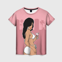 Женская футболка 3D GTA VC - Девушка с мартини