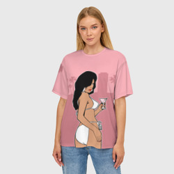 Женская футболка oversize 3D GTA VC - Девушка с мартини - фото 2