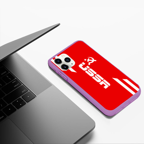 Чехол для iPhone 11 Pro Max матовый USSR sport, цвет фиолетовый - фото 5