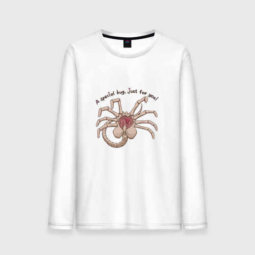 Мужской лонгслив хлопок Facehugger, цвет белый