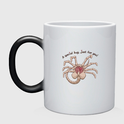 Кружка хамелеон Facehugger, цвет белый + черный