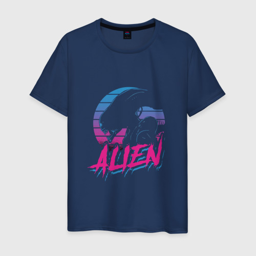 Мужская футболка из хлопка с принтом Alien 80, вид спереди №1
