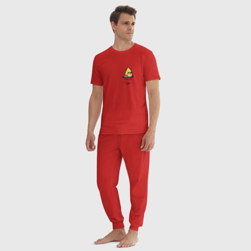 Мужская пижама хлопок Попугай в кармане, цвет красный - фото 5