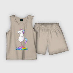 Детская пижама с шортами хлопок Единорог радуга