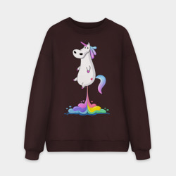 Мужской свитшот oversize без начеса хлопок Единорог радуга