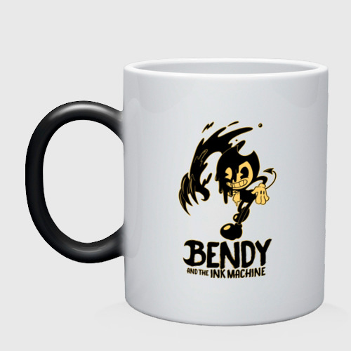 Кружка хамелеон Bendy and the ink machine 21, цвет белый + черный