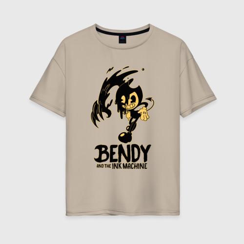 Женская футболка хлопок Oversize Bendy and the ink machine 21, цвет миндальный