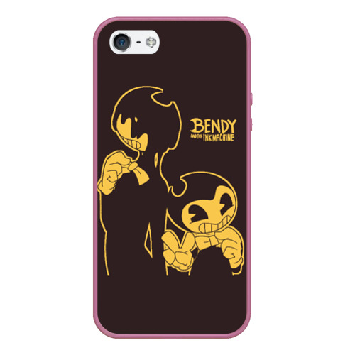 Чехол для iPhone 5/5S матовый Bendy and the ink machine 18, цвет розовый