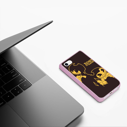 Чехол для iPhone 5/5S матовый Bendy and the ink machine 18, цвет розовый - фото 5