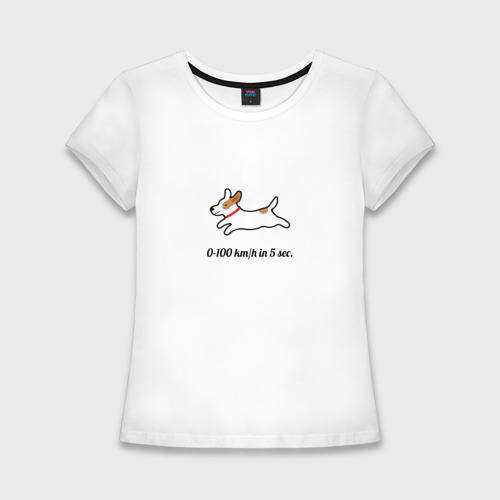 Женская приталенная футболка из хлопка с принтом Разгон джека, вид спереди №1