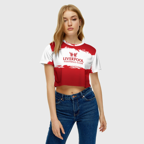 Женская футболка Crop-top 3D Liverpool FC, цвет 3D печать - фото 3