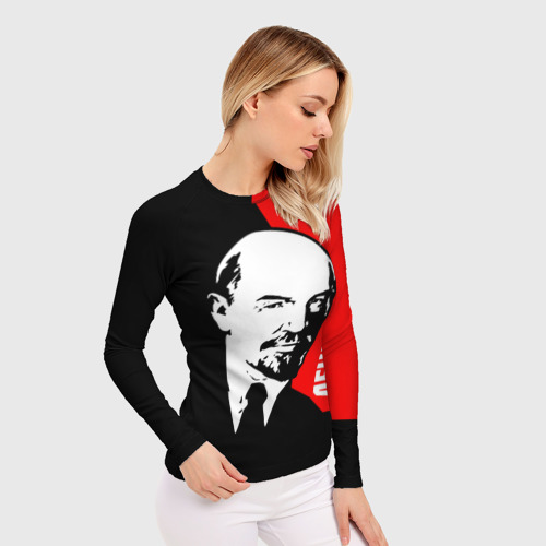 Женский рашгард 3D с принтом Ленин, фото на моделе #1