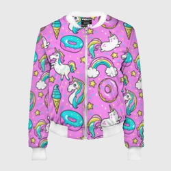 Женский бомбер 3D Котики и Единороги