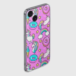 Чехол для iPhone 15 силиконовый с защитой камеры Котики и Единороги - фото 2