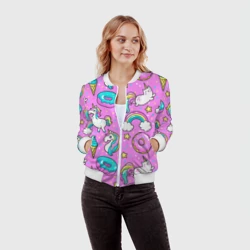 Женский бомбер 3D Котики и Единороги - фото 2