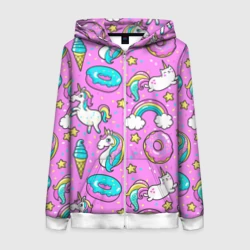Женская толстовка 3D на молнии Котики и Единороги