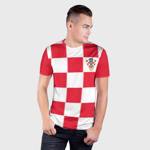 Мужская футболка 3D Slim Хорватия домашняя форма 2018, цвет 3D печать - фото 3