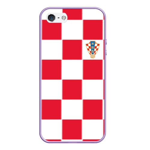 Чехол для iPhone 5/5S матовый Хорватия домашняя форма 2018, цвет светло-сиреневый