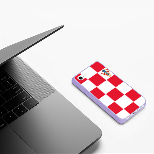 Чехол для iPhone 5/5S матовый Хорватия домашняя форма 2018, цвет светло-сиреневый - фото 5