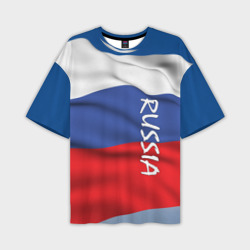 Мужская футболка oversize 3D Флаг России