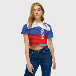 Женская футболка Crop-top 3D Флаг России - фото 2