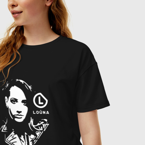 Женская футболка хлопок Oversize Louna, цвет черный - фото 3