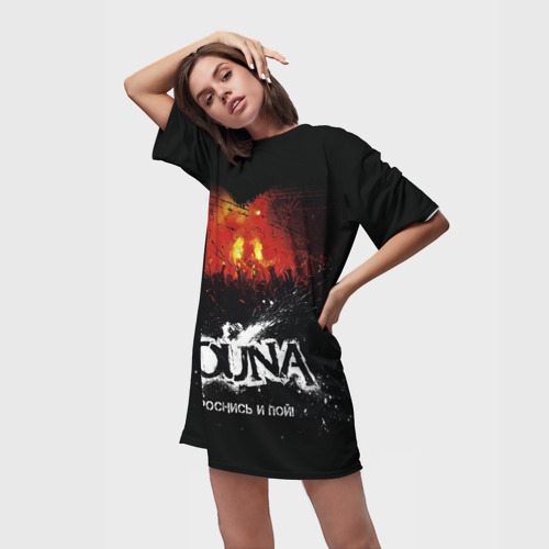 Платье-футболка 3D Louna Проснись и пой, цвет 3D печать - фото 3