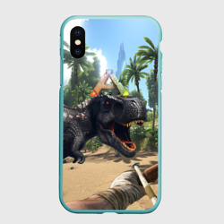 Чехол для iPhone XS Max матовый Ark Survival Evolved - тиранозавр рычит