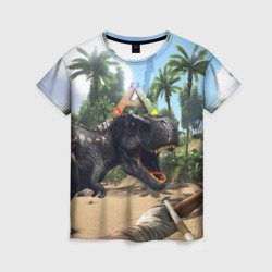 Женская футболка 3D Ark Survival Evolved - тиранозавр рычит