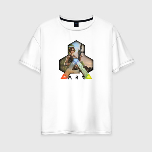 Женская футболка оверсайз из хлопка с принтом Ark Survival Evolved, вид спереди №1