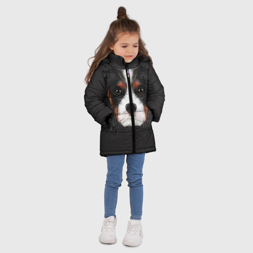 Зимняя куртка для девочек 3D Cavalier King Charles, цвет черный - фото 5