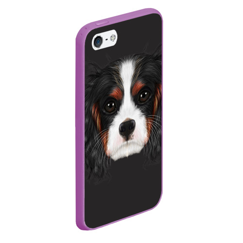 Чехол для iPhone 5/5S матовый Cavalier King Charles, цвет фиолетовый - фото 3