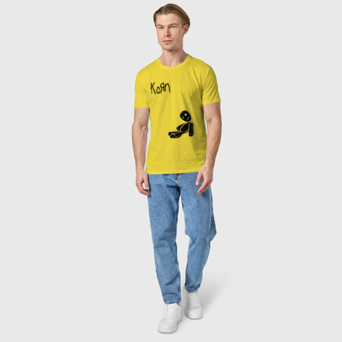 Мужская футболка хлопок Korn, цвет желтый - фото 5