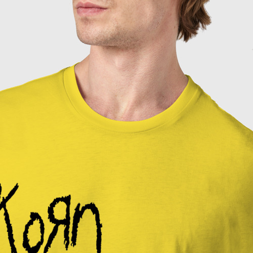 Мужская футболка хлопок Korn, цвет желтый - фото 6