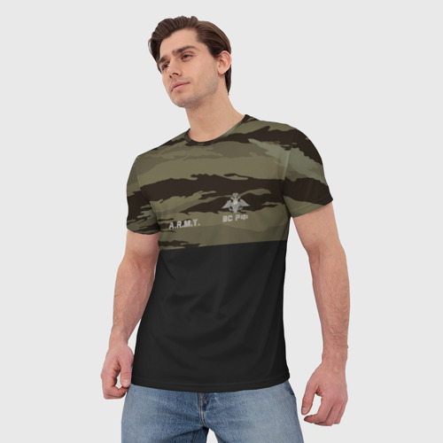 Мужская футболка 3D с принтом Камуфляж ВС РФ, фото на моделе #1