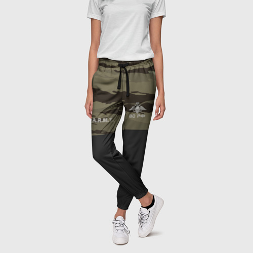 Женские брюки 3D с принтом Камуфляж ВС РФ, фото на моделе #1