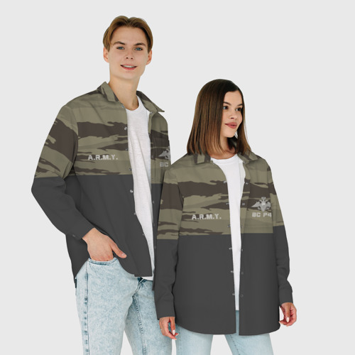 Мужская рубашка oversize 3D Камуфляж ВС РФ, цвет белый - фото 6