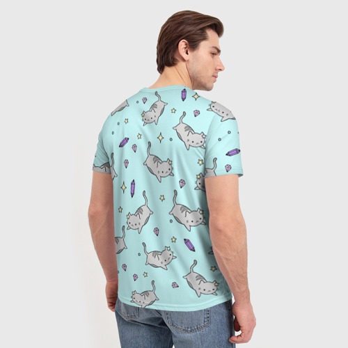 Мужская футболка 3D с принтом Кавайные котики, вид сзади #2