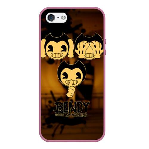 Чехол для iPhone 5/5S матовый Bendy and the ink machine (28), цвет розовый