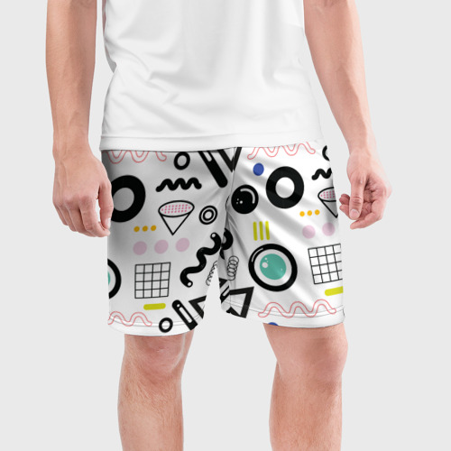 Мужские шорты спортивные Веселые узоры, цвет 3D печать - фото 3