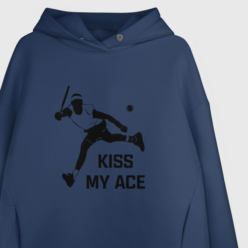 Женское худи Oversize хлопок Kiss My Ace, цвет темно-синий - фото 3