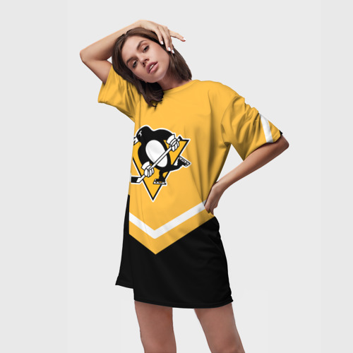 Платье-футболка 3D Pittsburgh Penguins Форма 1, цвет 3D печать - фото 3