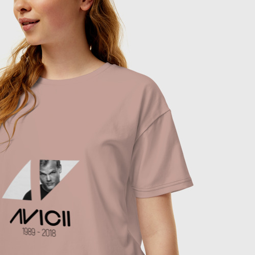 Женская футболка хлопок Oversize Dj Avicii, цвет пыльно-розовый - фото 3
