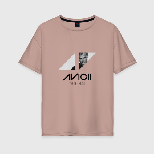 Женская футболка хлопок Oversize Dj Avicii, цвет пыльно-розовый