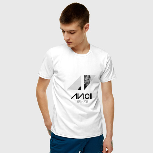 Мужская футболка хлопок Dj Avicii, цвет белый - фото 3