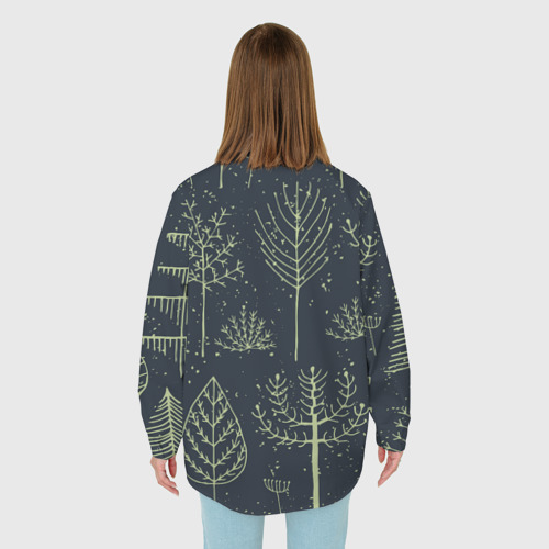 Женская рубашка oversize 3D с принтом Загадочный лес, вид сзади #2