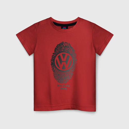 Детская футболка хлопок Volkswagen it's in my DNA, цвет красный
