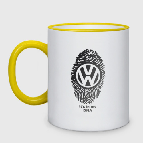 Кружка двухцветная с принтом Volkswagen it's in my DNA, вид спереди #2