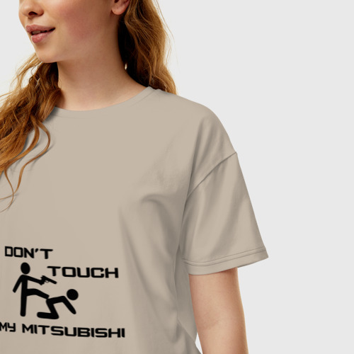 Женская футболка хлопок Oversize Don't touch my Mitsubishi, цвет миндальный - фото 3